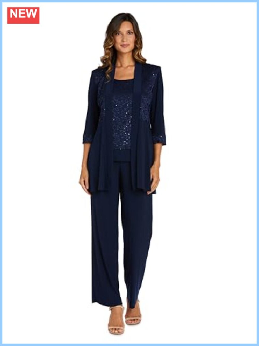 R&M Richards The Aurelia Duster Pant Set 3/4 Sleeve Tailored Pantsuit Wedding